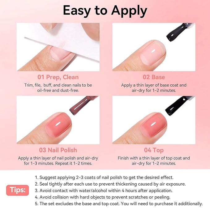 Nude Nail Polish Set 6 Colors Neutral Beige Nude Rose Pink Brown Sheer Pink Jelly Nail Polish, Quick Dry, Non-Toxic, Rich in Castor Oil, Professional Nail Art DIY at Home Gift for Women