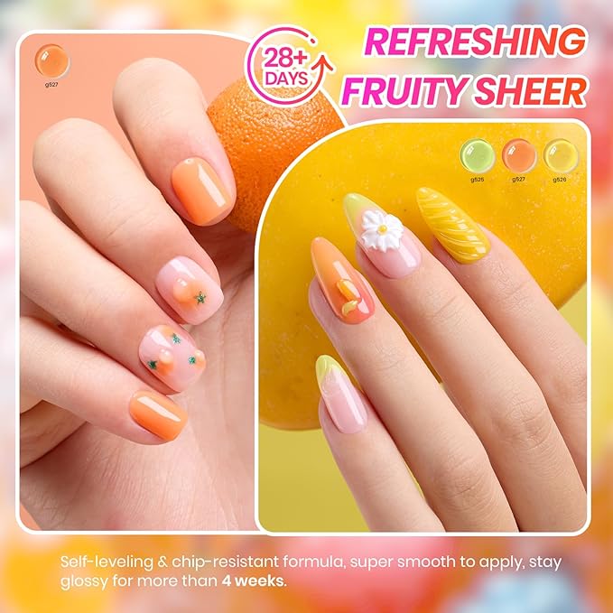 Beetles Candy Spritz Jelly Gel Nail Polish Set - 6 Colors Pastel Spring Gel Nail Kit Red Purple Blue Green Yellow Orange Sheer Translucent Effect Soak Off UV Nail Art Manicure Gift for Women