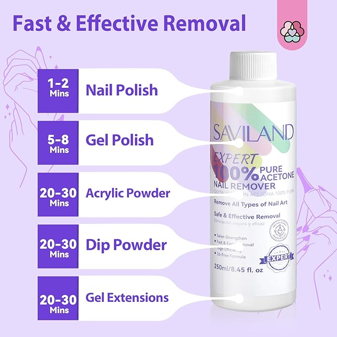 SAVILAND Nail Polish Remover Kit: 2 Pcs 8.45 FL Oz Gel Nail Polish Remover Safe Removal Gel Remover with Cuticle Oil Removal Tools for Gel Polish Acrylic Dip Powder Salon Home Use