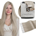 RUNATURE Human Hair Tape in Extensions Blonde Tape in Hair Extensions Human Hair for Women Soft Silky Remy Hair Long Tape Ins Human Hair Extensions #800 White Blonde 26 Inch 50g 20pcs
