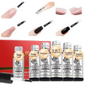 Lavender Violets 6pcs Gel Base and Top Coat Set Nail Dehydrator and Primer, 5-in-1 Builder & Pink Rubber Base Coat, Matte & No-Wipe Top Coat Long-Lasting Manicure Essential Kit for Home DIY C200
