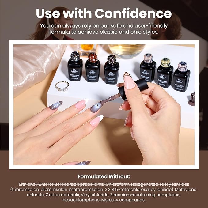 Beetles Retro Gel Nail Polish Set – Catwalk Tonal Hues 25 Colors UV Gel Polish Set, Brown Nude Blue Green Glitter with Base Glossy Matte Top Coat Soak Off UV LED Manicure Gift for Women
