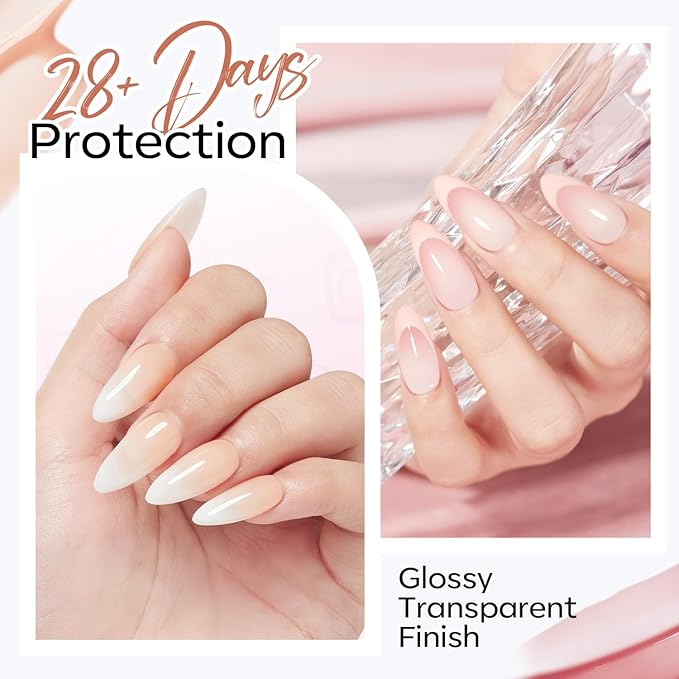 modelones Rubber Base Builder Nail Gel Polish, 6 French Tip Base Color Nude White Baby Milky Pink Strengthener Apex Building Extension Protect Weak Nails Long Last U V Manicure Gift for Women