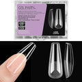 GELPARTY Soft Gel Nail Tips Long Coffin - 240Pcs Pre-Buffed Matte Full Cover Tips - No Filing Needed, Soak Off Gel Extension System - Clear Ballerina False Nails (12 Sizes)