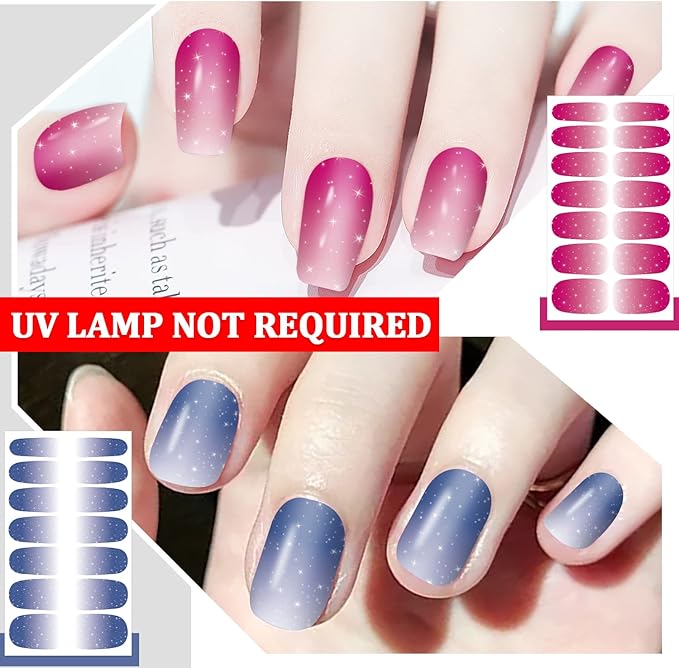 SILPECWEE 16 Sheets Nail Polish Stickers Full Nail Wraps Glitter Solid Color Nail Polish Strips Gel Nail Strips Self Adhesive Fingernail Manicure Stickers Nails for Women with 1pc Nail File