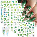 6 Sheets St Patrick’s Day Nail Art Stickers 3D Self- Adhesive Laser Shamrock Nail Stickers Green Clover Hat Letter Design St Patricks Day Nail Art Supplies Irish Nail Decals for Women Acrylic Manicure