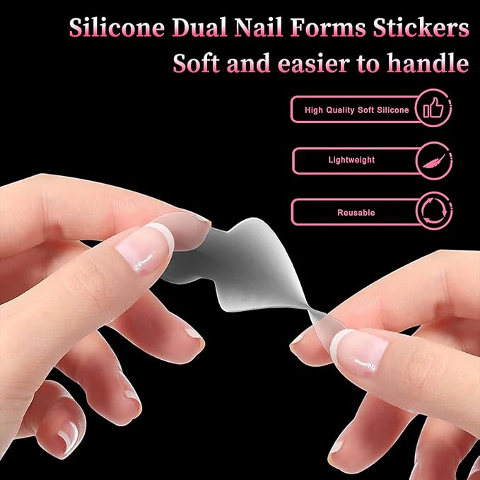 288 Poly Nail Gel Forms Set - Full Cover Dual Forms With Slip Solution for Acrylic Nails, 8 Types 4 Styles 12 Sizes Sticker Silicone for Manicure Extension