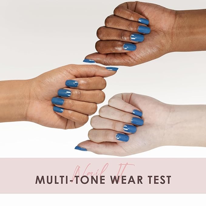 Semi Cured Gel Nail Strips – Real Gel Nail Polish Wraps for Brittle Nails | Waterproof Long Lasting Easy Peel-Off Removal | Hema-Free | Jelly Solid Light Blue Salon Kit with File & Stick