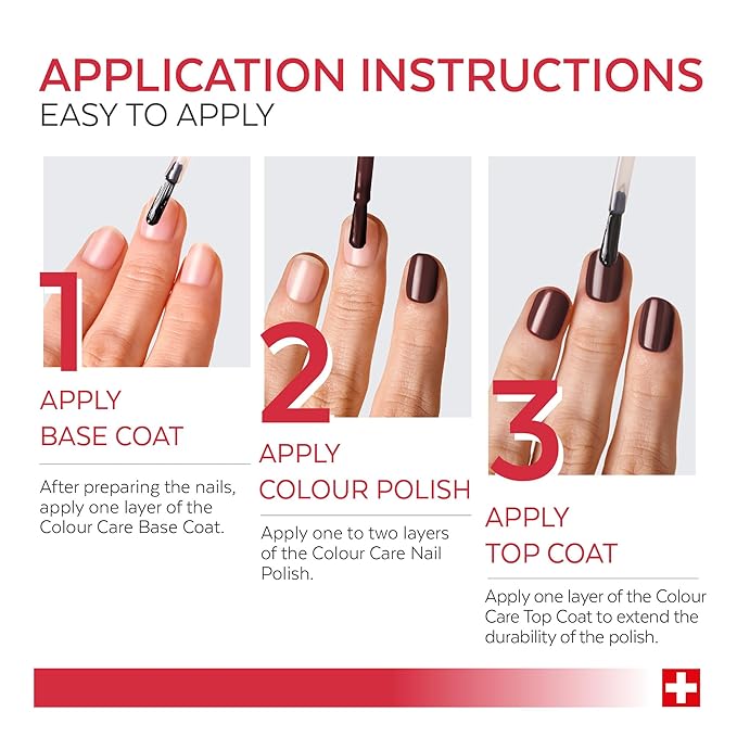 PODERM Nail Polish – Enriched with Tea Tree & Biotin – Improves Nail Appearance – Vegan Formula – For Hands & Feet – Swiss Made (Black-Red)