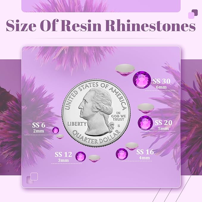 6000PCS 4mm Resin Rhinestones Bulk for Crafting (Dark Violet), Flatback Bedazzling Crystals for Crafts DIY Nail Decoration, Gems Charms for Tumbler Shoes Clothing Fabric with Pickup Pen and Tweezers