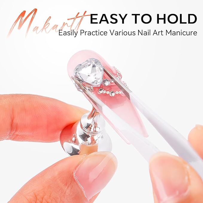 Makartt Nail Stand for Press On Nails DIY: Non-Slip Strong Magnetic Metal Base 10 Holders 200 Sticky Tapes, Professional for Nail Art Painting, Display and Practice, Gifts for Beginners Salon Artists