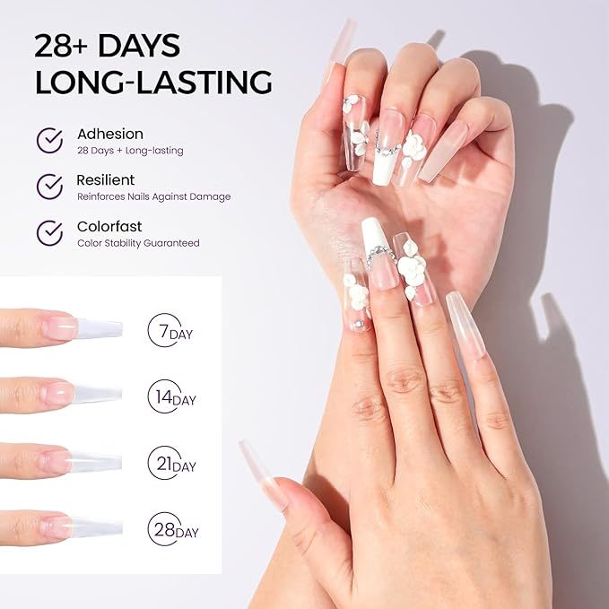 Acrylic Nail Kit: 30g Clear Acrylic Powder and 75ml Liquid Set with Nail Brush and Forms Nails Extension Kit for Beginners for Home DIY Salon Nails Application