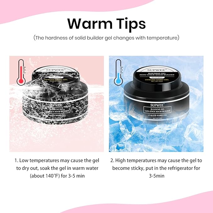 Solid Builder Gel for 3D Nail Art Gel Non-Sticky Hand 3D Sculpture Nail Gels Clear Hard Gels for Nails Extension Carving Modeling Nails Art Polish, Clear White Nude 3 Colors