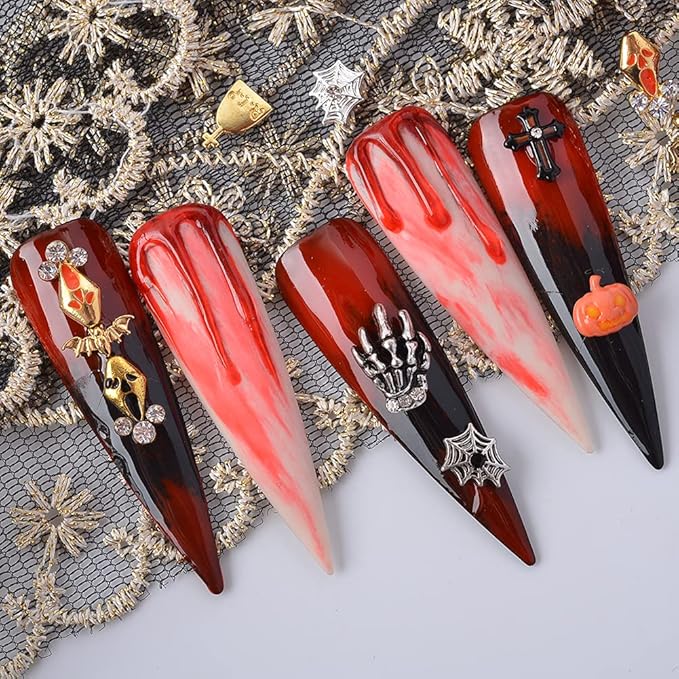 240Pcs Halloween Nail Crystal Rhinestones Kit, 3D Witch Pumpkin Bat Sequins for Acrylic Nails, Halloween Party Supplies Glitter Manicure DIY Crafts Decoration