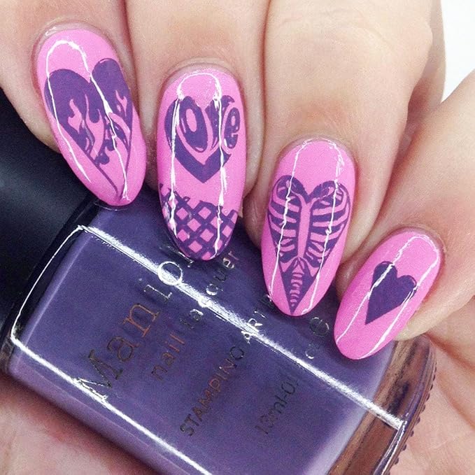 Maniology Hearts and Gradients Nail Stamping Plate Set, Classic Heart Star Gradient Manicures, Layered Nail Art Designs (Hearts + Stars (BM-XL355), Classic Gradients (M278), Bleeding Hearts (M272))