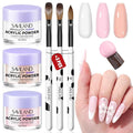 SAVILAND Acrylic Nail Kit for Beginners: Size 8,10,14 Acrylic Powder Brushes with Keratin White Pink Nudes Acrylic Powder DIY Nail Art Tools for 3D Sculpting Extensions Home Salon Use