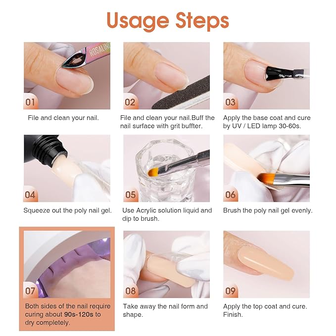 ROSALIND Nude Poly Extension Gel, 60ml Nude Poly Nails Gel for Nail Art Decoration, Hot Builder Color Nail Thickening Extension Easy to DIY Use at Home Need UV Lamp