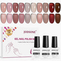 JODSONE 12PCS Gel Nail Polish Set 10 Translucent Jelly Colors Natural, Elegant & Long Lasting For Home & Salon Use