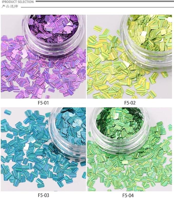 12 Colors 3D Nail Laser Square Sequins Holographic Manicure Charms Glitter Nail Art Paillettes Sparkle Decoration for Women Girls