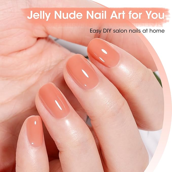 GELLEN Nude Gel Nail Polish, Jelly Nude U V Gelpolish French Tip Gel Nail Polish Set Soak off French Manicure Kit for Nail Art