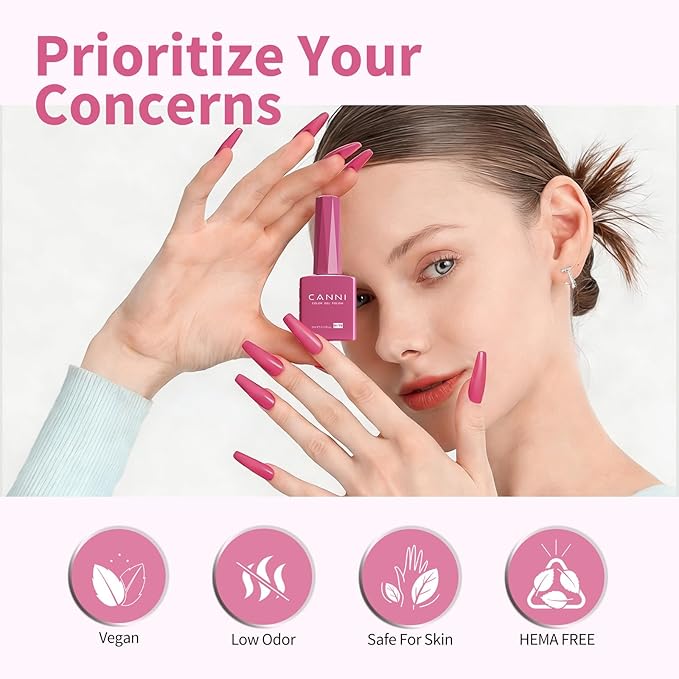 CANNI Pastel Red Gel Nail Polish, 1Pcs Rose Mauve Red Gel Polish Deep Color Soak Off U V Nail Manicure Salon DIY at Home