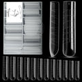 120 Pcs Poly Extension Gel Dual Nail Forms With Scale Builder Coffin Nail for Gel Manicure Art Design Salon DIY at Home (Long U-Shaped Thickened Dual Forms Set)