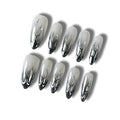3D Handmade Press On Nails Medium Almond, 10 Pcs Pre-Designed Reusable Salon False Nails Almond,Glue On Fake Nails with 3D Y2k & Charm Design for Women & Girls Gift(032S)