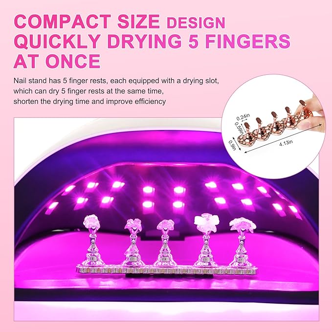 ANGNYA 2 Set Nail Stand for Press Ons, Strong Magnetism Nail Holder for Painting Nails with with 200PCS Nail Sticky Tabs, Nail Display and Practice Stand for Home DIY Beginner Salon Supplies