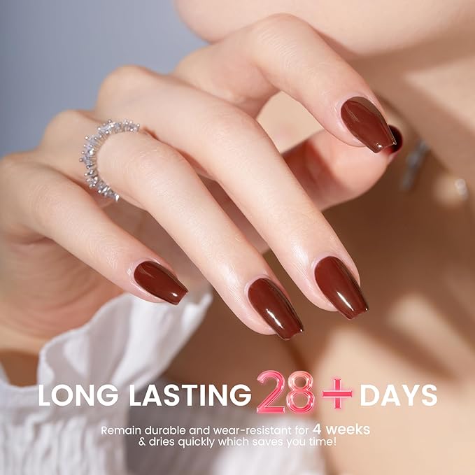 6PCS 18ml Fall Gel Nail Polish Set- Hema Free Nude Brown Soak off Gel Polish Set with Swatch Board - Beige Dark Tan Taupe Gel Colors Nail Art Manicure Salon DIY at Home for Women Girl