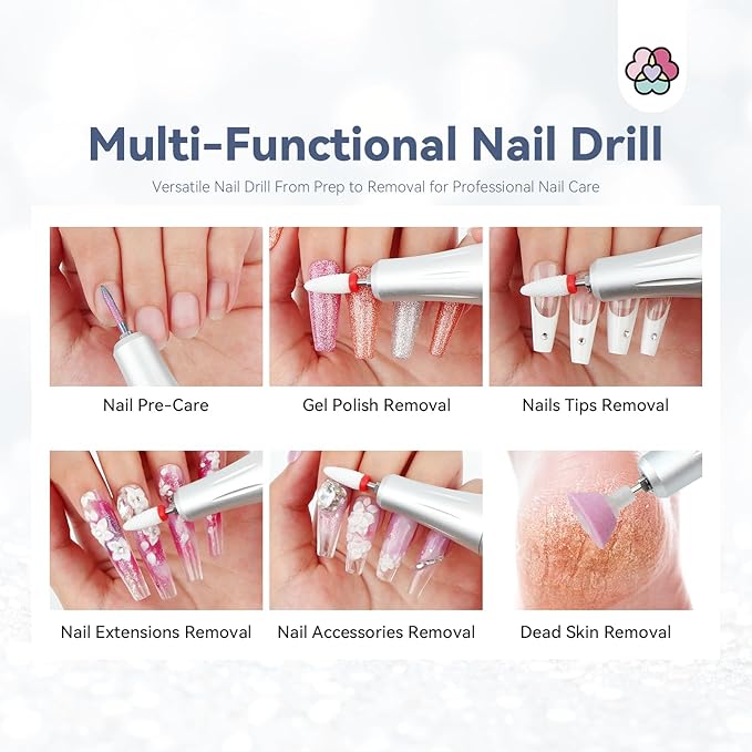 SAVILAND Professional Nail Drill Kit: 35000RPM Rhinestones Nail Drill for Nails Electric Nail File Professional Portable Efile with Drill Bits Nails Filer Buffer Salon Home Manicure Pedicure