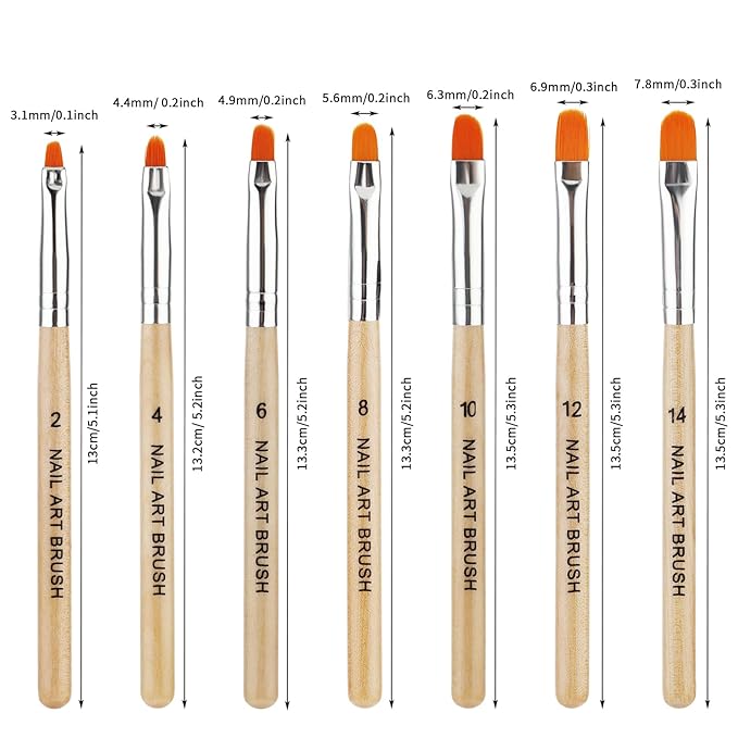 7 Pcs Gel Nail Brush Acrylic Nail Brush French Tip Brush French Manicure Pen Nail Art Brushes for Home Salon Use