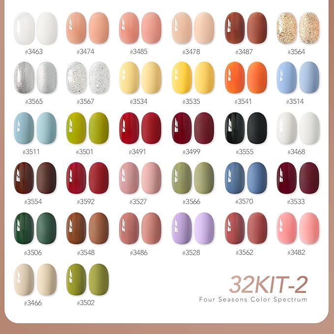 GAOY Gel Nail Polish Kit with UV Light, 32 Colors Gel Polish Set Red Black White Nude Glitter with 5 Pcs Soak off Base Glossy Matte Glitter Top Coat & Builder for Nail Art DIY Manicure at Home