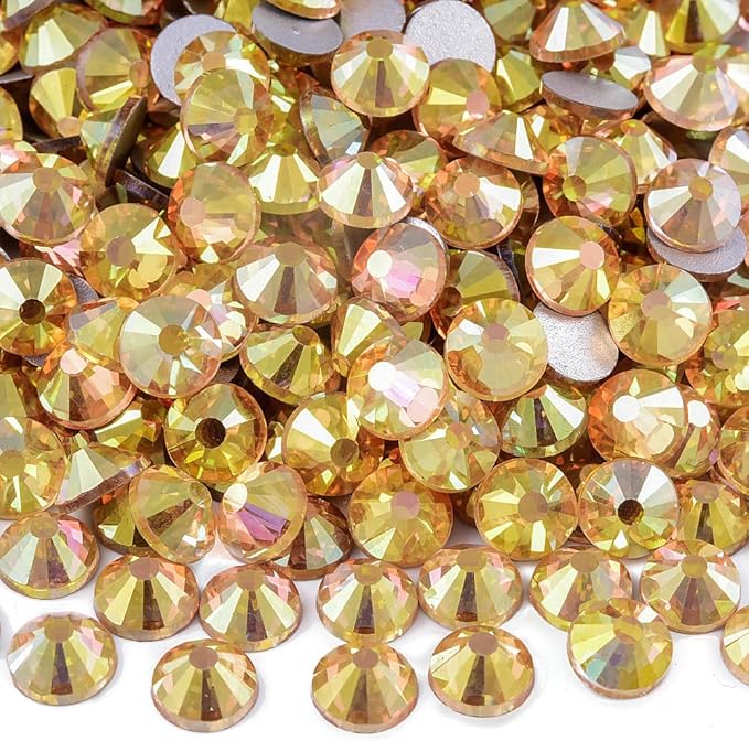 Blinginbox 1440 Pieces SS20/4.6-4.8mm Flat Back Crystal Rhinestones Round Gems for Nail Art,Sunshine