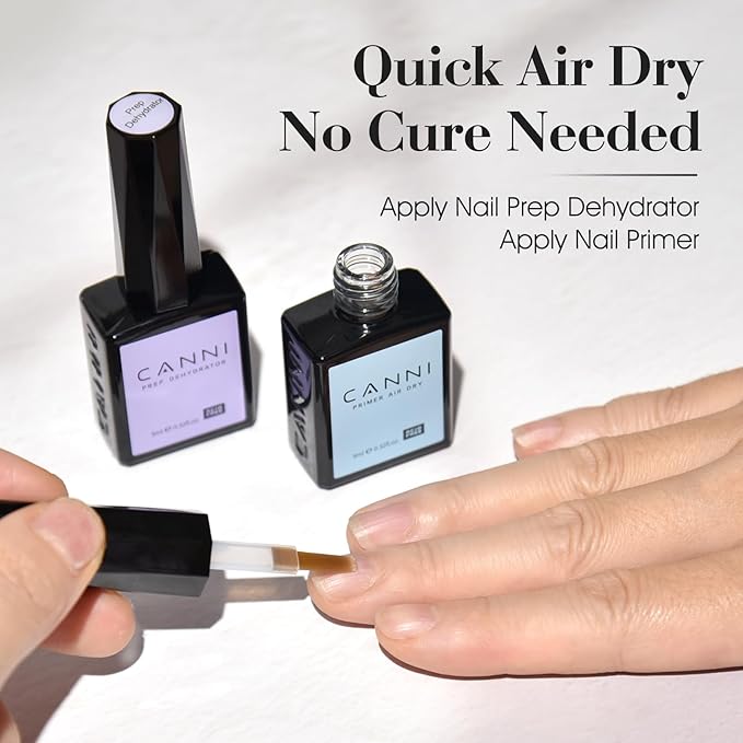 CANNI 2Pcs Acid Free Nail Dehydrator and Primer Set, Air Dry Nail Primer & Pre-dehydrator Nail Bond Gel Manicure Kit DIY at Home Salon Gifts