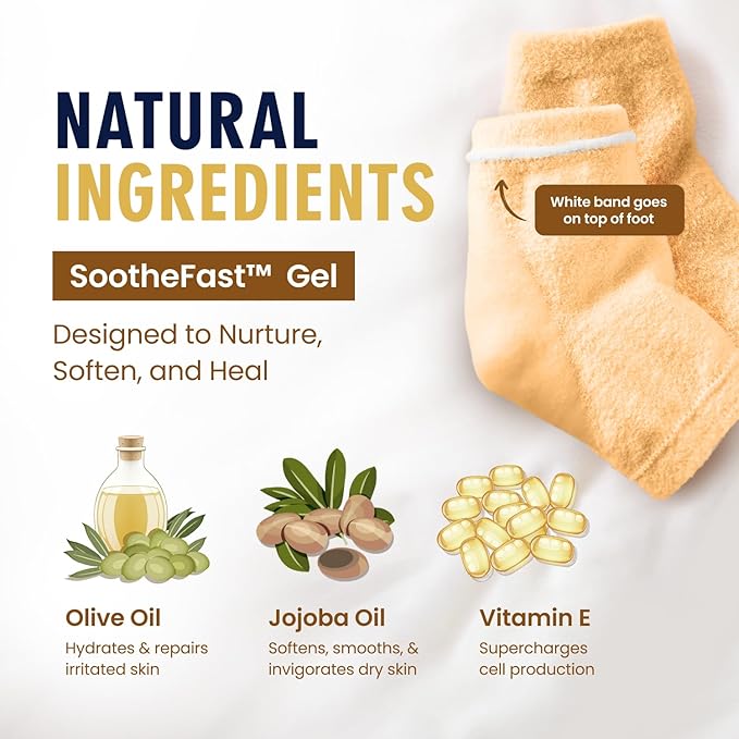 Dr. Frederick's Original Moisturizing Fuzzy Heel Socks for Dry Cracked Heels Treatment - Infused with Olive Oil, Jojoba Oil and Vitamin E - 2 Pairs - Stocking Stuffers for Adults - Citrus Glow