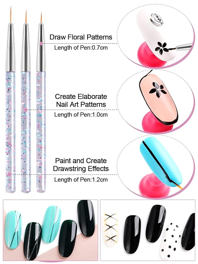 Kalolary Silicone Nail Stamper Set, French Tip Nail Stamp Jelly with Scraper, 3PCS Nail Detail Brush Set Nail Art Brush Pen, 5PCS Nail Dotting Pen, French Tip Nails Art Design Manicure Tools