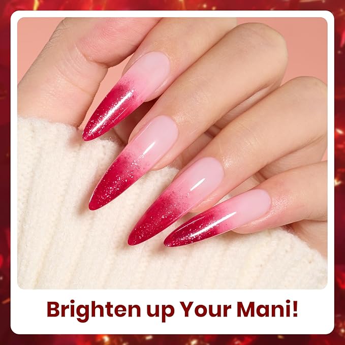 beetles Glitter Red Gel Polish - Passion Rush Collection Glitter Nails, Red Orange Gold Gel Polish Shimmer Nails Art Soak off Uv LED Manicure Gift Set Nail Trend Gift for Women
