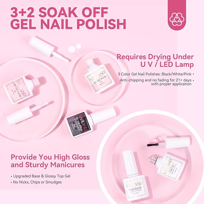 SAVILAND Acrylic Nail Kit with Everything: Complete Nails Kit Acrylic Set For Beginners & Enthusiasts Gel Polish Set U V Lamp, Nail Brushes, and Decorations for DIY Home Salon