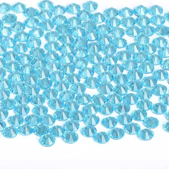 2880 Pieces SS4 Aquamarine Hotfix Rhinestones Flatback Round Crystal Glass Rhinestones Gems for Crafts Nail Face Art Clothes Shoes Bags DIY