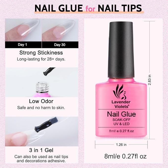LAVENDER VIOLETS Gel Nail Kit 240 Pcs Short Almond Nail Tips Extension, 21 Gel Colors with Portable U V Light, Nail Glue Base/Glossy/Matte Top Coat for Women Girls VC17