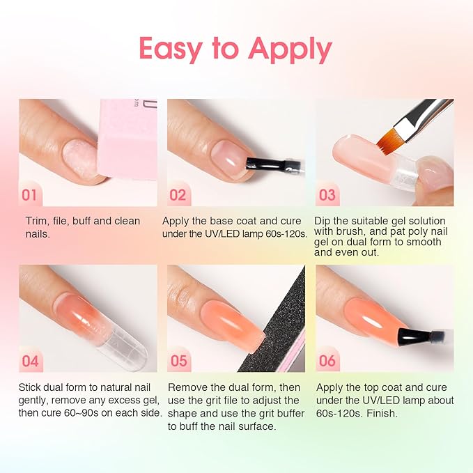 ROSALIND Poly Nail Gel Kit -24 Colors + Pink Brown with Accessories Clear Nude Poly Nails Gel Starter Kit with Mini UV Lamp Slip Solution Base Top Coat Nude Pink Extensions Set