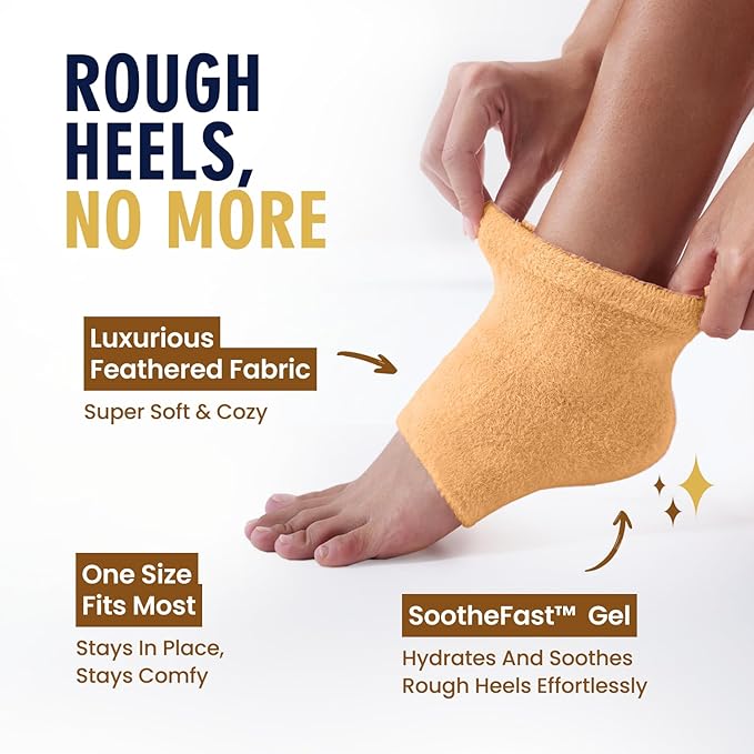 Dr. Frederick's Original Moisturizing Fuzzy Heel Socks for Dry Cracked Heels Treatment - Infused with Olive Oil, Jojoba Oil and Vitamin E - 2 Pairs - Stocking Stuffers for Adults - Citrus Glow