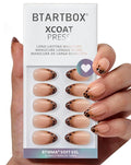 BTArtbox Press On Nails Almond - Espresso Leopard, Lamp-Curable Short French Tip Press On Nails with Glue and Adhesive Tabs for Women, Soft Gel Glue On Nails in 16 Sizes - 32 Stick On Nails Kit