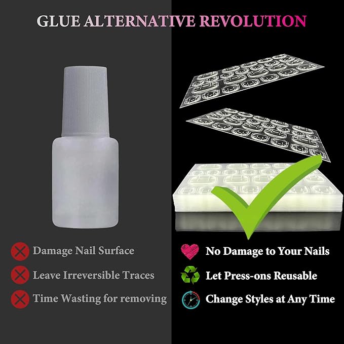 1200Pcs Nail Adhesive Tabs, Extra Large Sticky Tabs for Nails, 50 Sheets Double Sided Thick & Strong Glue Stickers for Press on Manicure