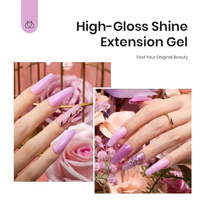 Beetles Nail Extension Gel Set Blackberry Glaze 12 Colors Poly Nail Gel Kit Beginners DIY Home Salon Gift for Women UV & LED Cured