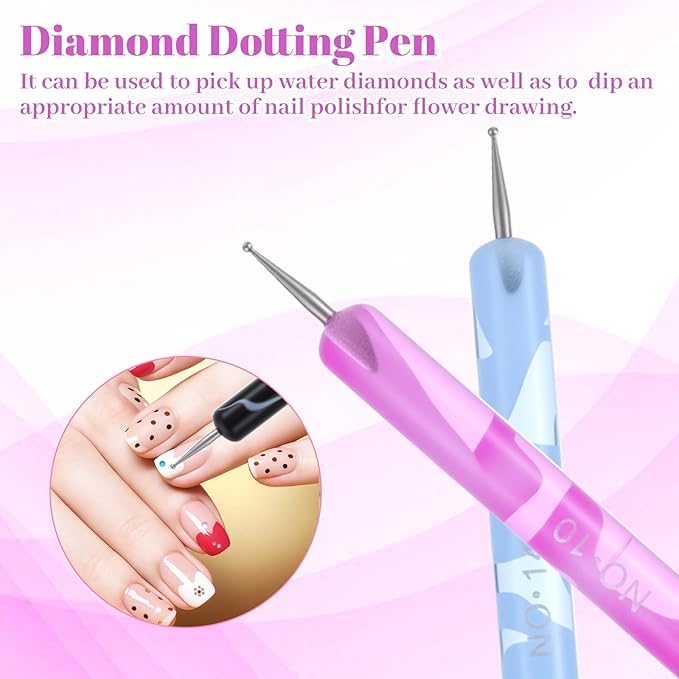 4 Pcs Gel Nail Art Brush Set, French Brush for Nails with Dotting Tool, French Tip Acrylic Brushes for Professional Manicure Detailed Designs DIY Nail Salon (10# 12# 14# 16#)