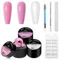 MEET ACROSS 3D Gel Nail Art Kit, Hard Sculpting Gel for Nail Art Extensions & Molding Non-Sticky for Nails Salon or Home DIY Manicure Cured Needed
