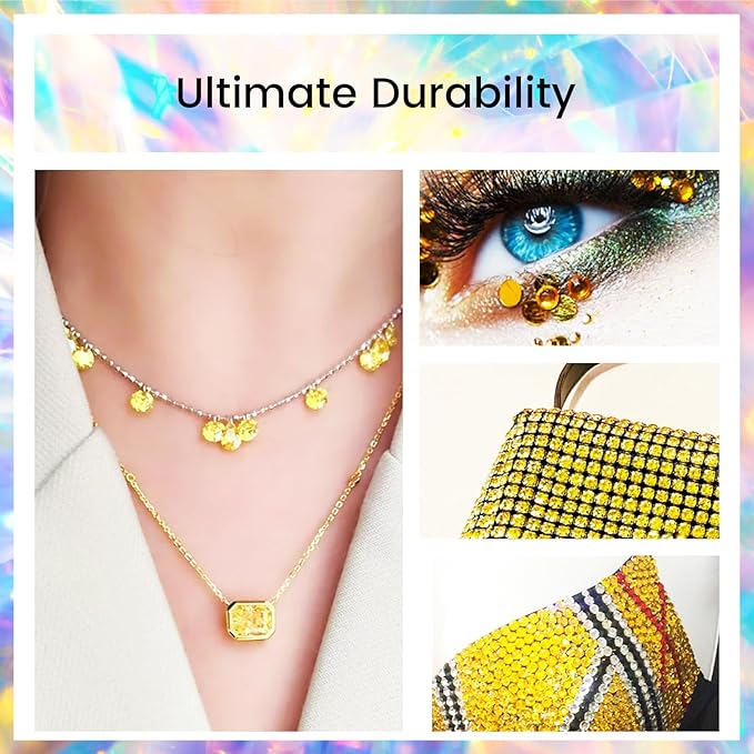 Novani Lemon Yellow Rhinestones, Flatback Crystal Loose Gemstones 1440pcs Glass Rhinestones for Clothes Shoes Crafts Makeup Nail Art and DIY Decorations(SS6, Citrine)