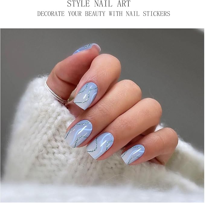 JMEOWIO Gel Nail Stickers French Tip Gradient Semi Cured Gel Nail Strips Wraps UV/LED Nails Art Design Decoration Accessories