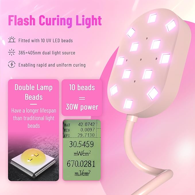 Flash Cure lamp, 36W Mini Cordless Gel x Nail Lamp Flash Cure, Auto Sensor Gooseneck Portable USB Gel Nail Dryer U V Light with 3 Timers and LCD Display for Home DIY